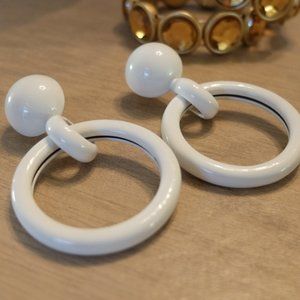 White Hoop Earrings